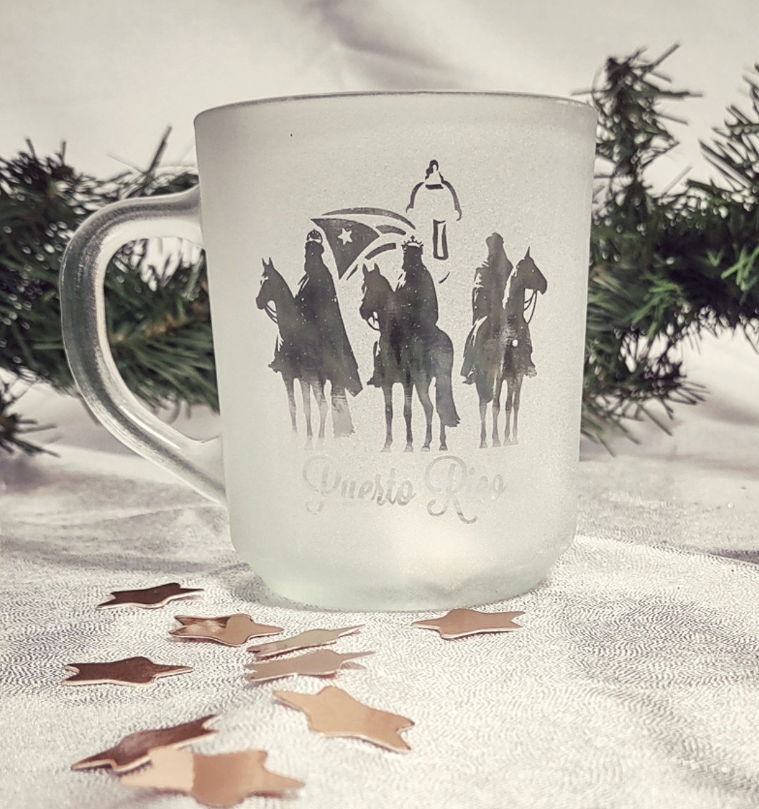 Taza de Puerto Rico con Tres Reyes Magos a caballo.