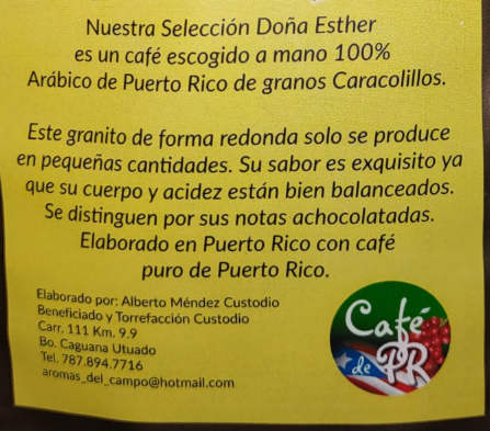 Caracolillo Ground Coffee - Dona Esther Selection 10oz