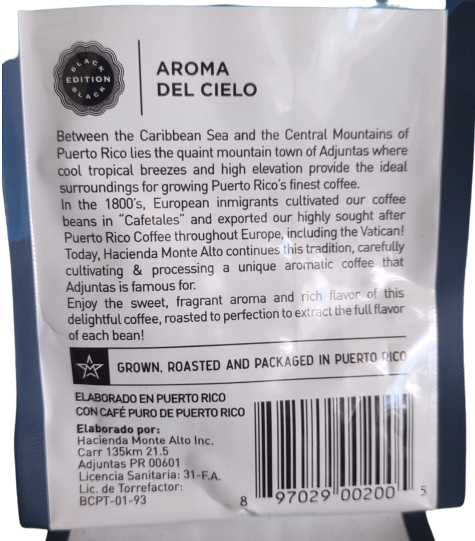 Aroma del Cielo, 8.8oz, Ground Coffee